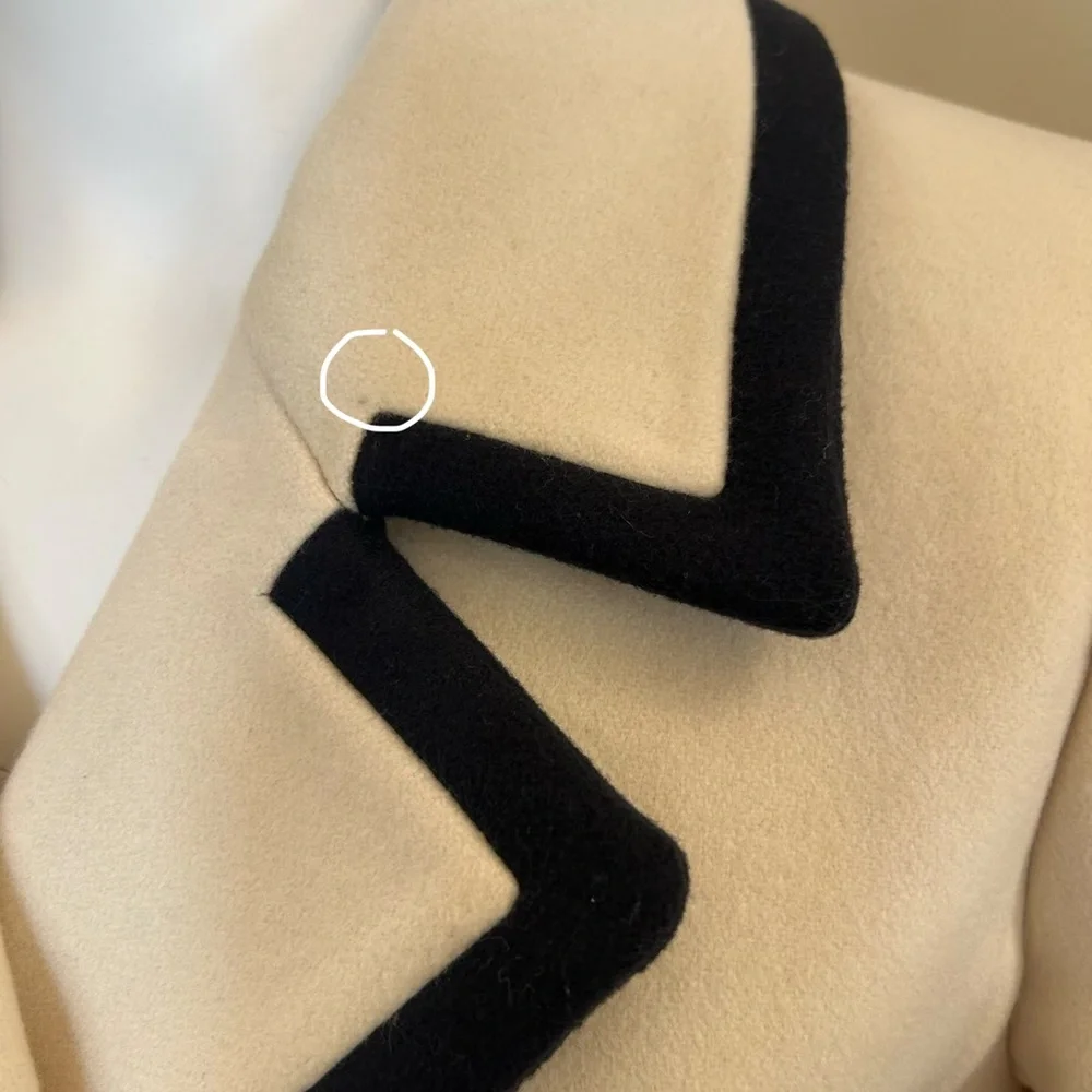 J. Crew Nello Gori Wool Peacoat 10 Double Breasted Off White Navy Blue / Black - Picture 8 of 11